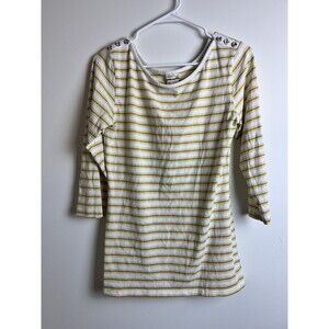 Matilda Jane Top Size‎ Large Women's Long Sleeved Shoulder Striped Yellow White